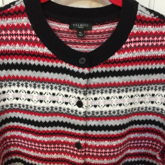 LOFT Red and Black Striped Cardigan - Picture 5 of 12